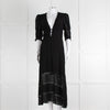 Reformation Black Sheer Lace Trim Puff Slim Long Dess