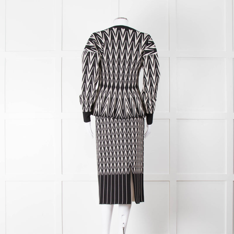 Alexander McQueen Black Cream Geometric Print Fit & Flare Cardigan
