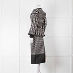 Alexander McQueen Black Cream Geometric Print Fit & Flare Cardigan