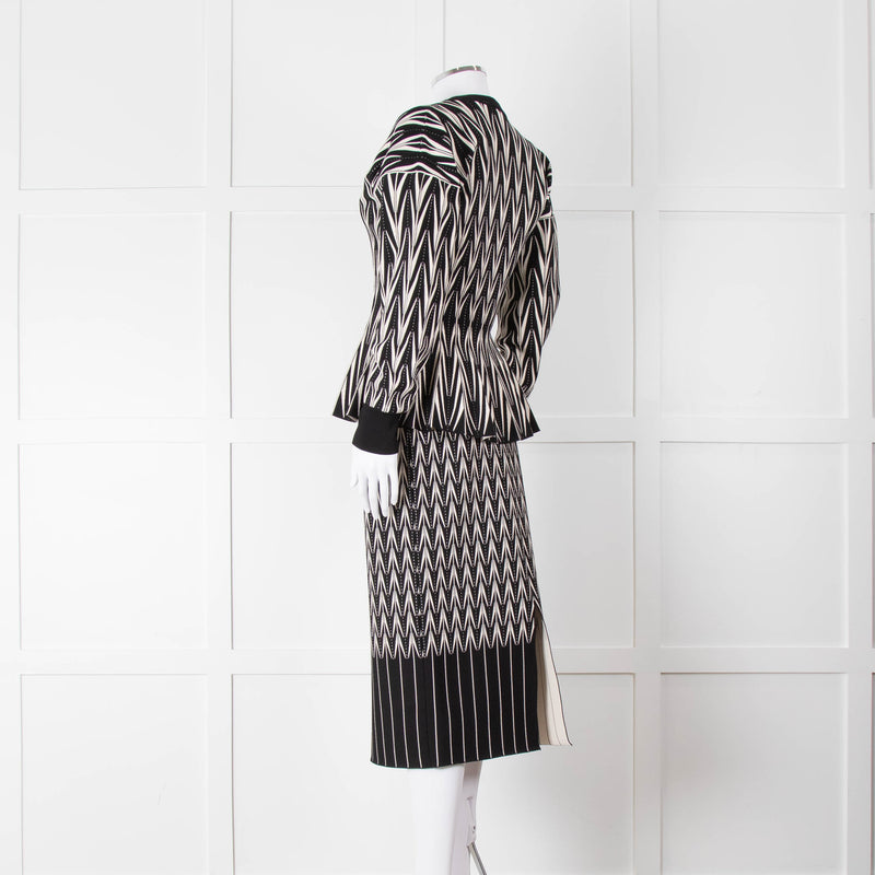 Alexander McQueen Black Cream Geometric Print Fit & Flare Cardigan