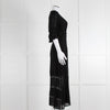 Reformation Black Sheer Lace Trim Puff Slim Long Dess