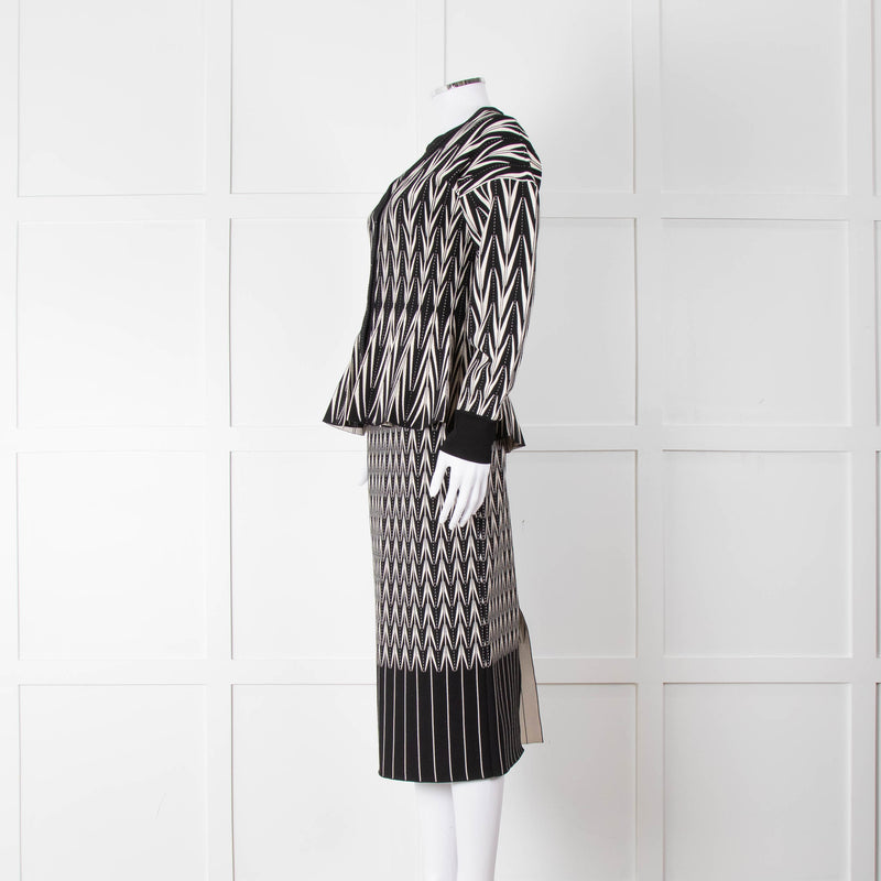 Alexander McQueen Black Cream Geometric Print Fit & Flare Cardigan
