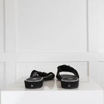 Chanel Black Mesh Camelia Sandals