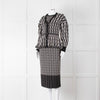 Alexander McQueen Black Cream Geometric Print Fit & Flare Cardigan