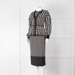 Alexander McQueen Black Cream Geometric Print Fit & Flare Cardigan