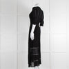 Reformation Black Sheer Lace Trim Puff Slim Long Dess