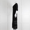 Reformation Black Sheer Lace Trim Puff Slim Long Dess