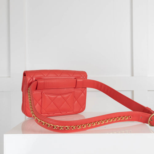 Chanel Orange Quilted Leather Envelope Waist bag