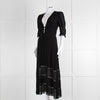 Reformation Black Sheer Lace Trim Puff Slim Long Dess