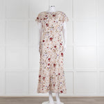 Lily & Lionel Cream Khaki Red Floral Sleeveless Maxi Dress