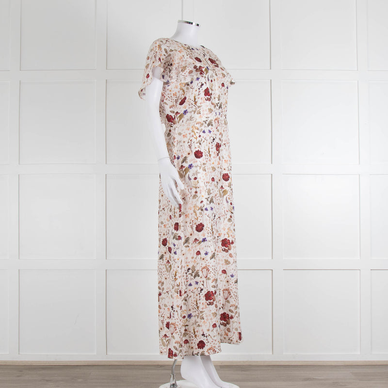 Lily & Lionel Cream Khaki Red Floral Sleeveless Maxi Dress