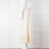 Sandro Cream Knit Fringed Midi Skirt