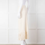 Sandro Cream Knit Fringed Midi Skirt