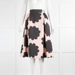 Kate Spade Blushed Pink Black Flowers Midi Skirt