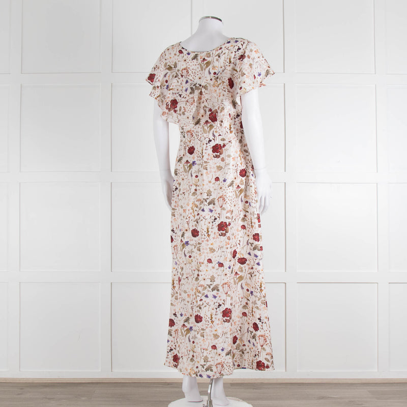 Lily & Lionel Cream Khaki Red Floral Sleeveless Maxi Dress