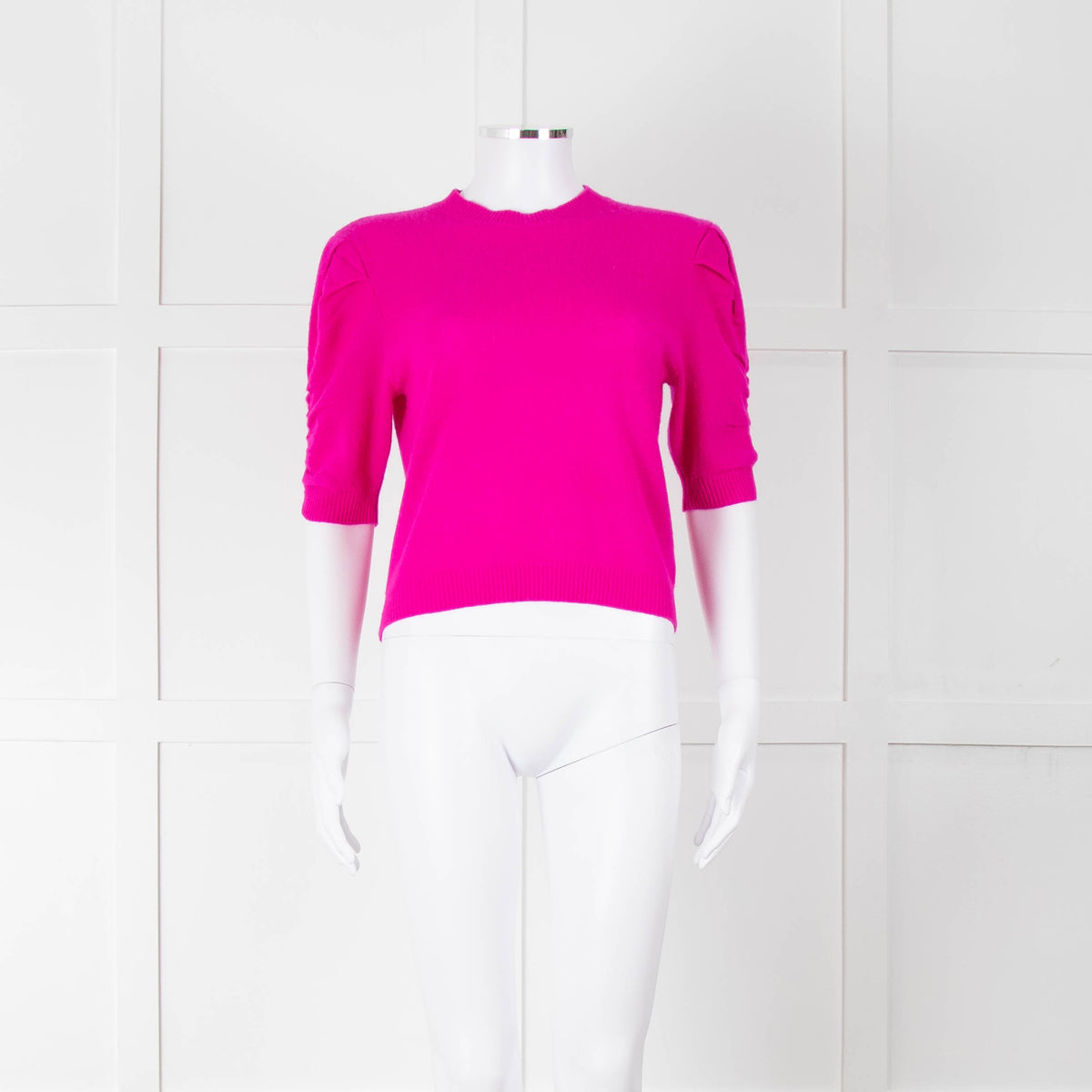 Frame Hot Pink Cashmere Short Sleeve Sweater