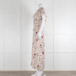 Lily & Lionel Cream Khaki Red Floral Sleeveless Maxi Dress