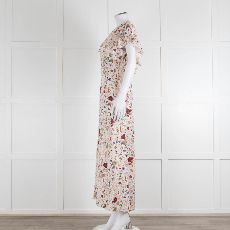 Lily & Lionel Cream Khaki Red Floral Sleeveless Maxi Dress