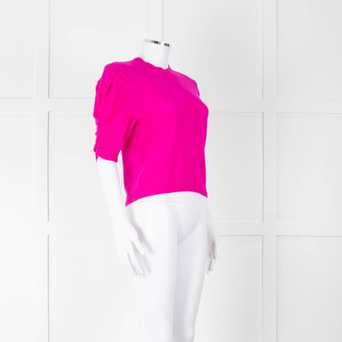 Frame Hot Pink Cashmere Short Sleeve Sweater