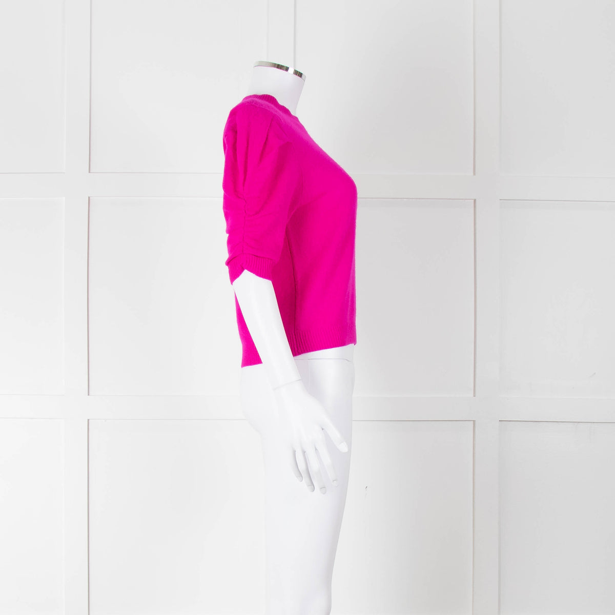 Frame Hot Pink Cashmere Short Sleeve Sweater