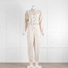 Isabel Marant Etoile Cream Silver Stud Cotton Long Sleeve Jumpsuit