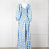 Bernadette Blue Cotton Daisy Print Off Shoulder Dress with Belt
