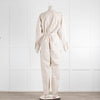 Isabel Marant Etoile Cream Silver Stud Cotton Long Sleeve Jumpsuit
