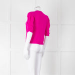 Frame Hot Pink Cashmere Short Sleeve Sweater
