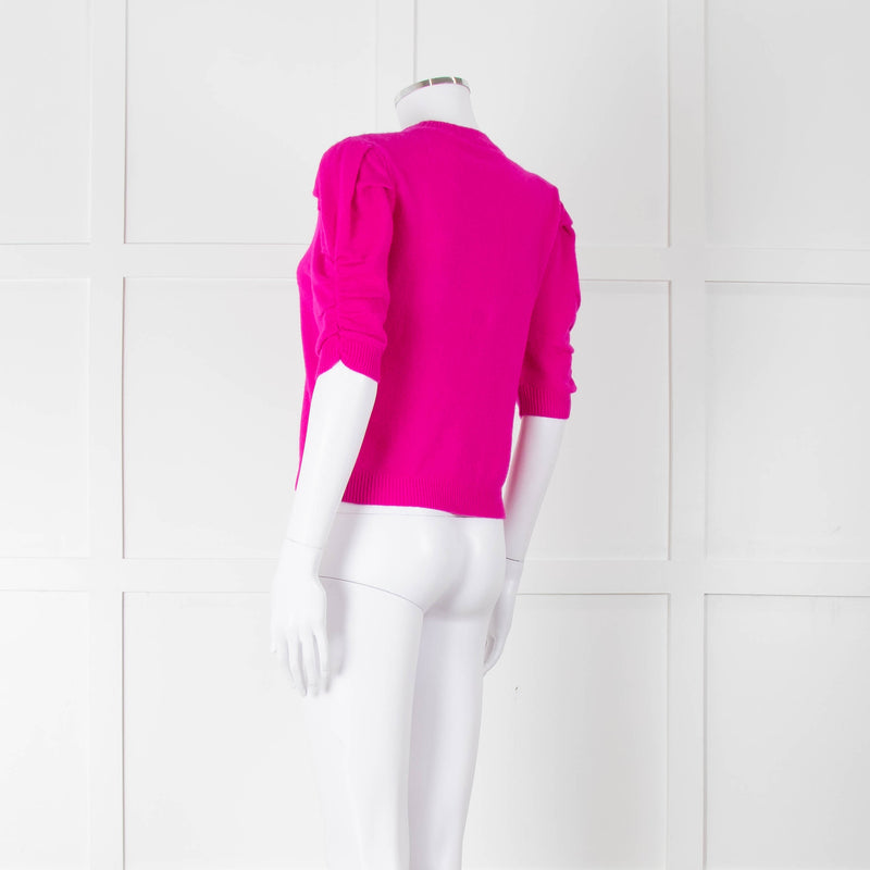 Frame Hot Pink Cashmere Short Sleeve Sweater