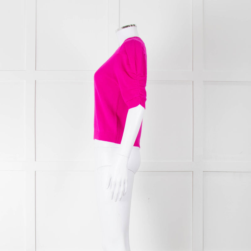 Frame Hot Pink Cashmere Short Sleeve Sweater