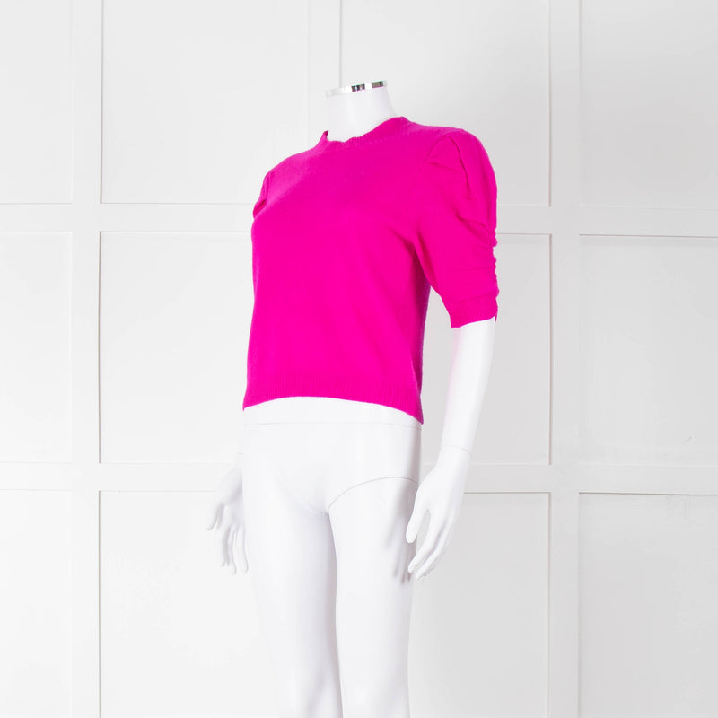 Frame Hot Pink Cashmere Short Sleeve Sweater