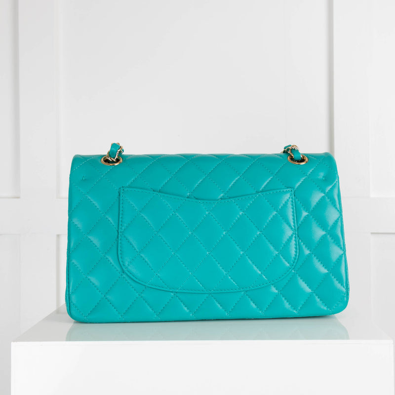 Chanel Turquoise Medium Classic Double Flap Lambskin Handbag