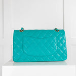 Chanel Turquoise Medium Classic Double Flap Lambskin Handbag