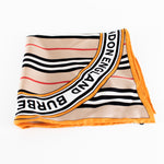 Burberry Beige Icon Stripe Logo Graphic Square Silk Scarf