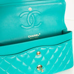 Chanel Turquoise Medium Classic Double Flap Lambskin Handbag