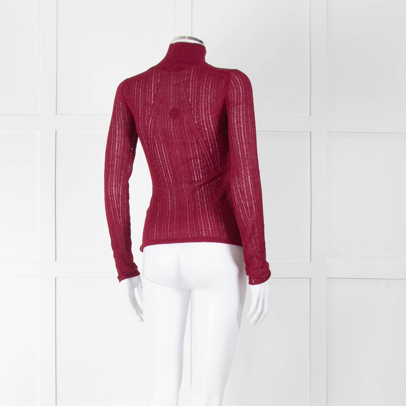 Rag & Bone Burgundy Lurex Long Sleeve Knit Top