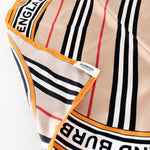 Burberry Beige Icon Stripe Logo Graphic Square Silk Scarf