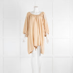 Scarlett Poppies Sand Cheesecloth Tunic With White And Silver Embroidered Shoulder