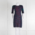 M Missoni Blue Pink Turquoise Knitted Body Con Dress