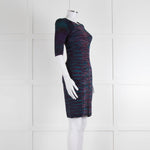 M Missoni Blue Pink Turquoise Knitted Body Con Dress