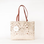 Chloe Beige Canvas Cut-Out Kamilla Tote Bag