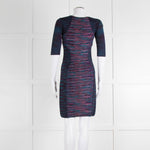 M Missoni Blue Pink Turquoise Knitted Body Con Dress