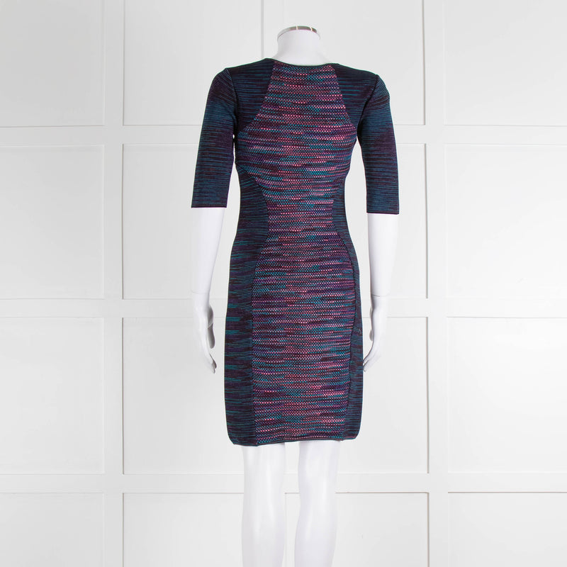 M Missoni Blue Pink Turquoise Knitted Body Con Dress