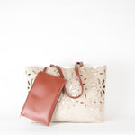 Chloe Beige Canvas Cut-Out Kamilla Tote Bag