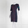 M Missoni Blue Pink Turquoise Knitted Body Con Dress