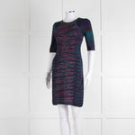 M Missoni Blue Pink Turquoise Knitted Body Con Dress