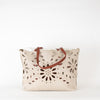 Chloe Beige Canvas Cut-Out Kamilla Tote Bag