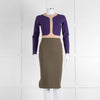 S Dress Purple Khaki Pink Trim Body Con Dress