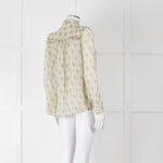 Ba&sh Cream Black Floral Frill Detail Long Sleeve Top