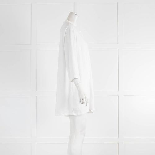 Le Tricot Perugia White Linen Shirt with Metallic Trim